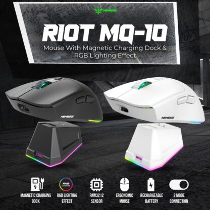 NYK RIOT MQ10 2in1 WIRELESS MOUSE WITH MAGNETIC CHARGING DOCK