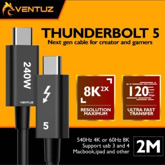 VENTUZ USB TYPE C TO TYPE C THUNDERBOLT 5 240W 120Gbps 2M