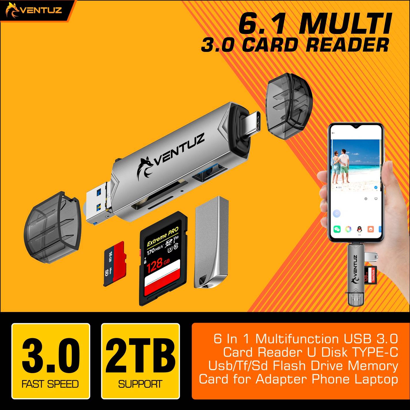 VENTUZ 6IN1 MULTI CARD READER