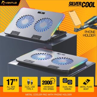 VENTUZ SILVER COOL METAL COOLERPAD NOTEBOOK COOLER